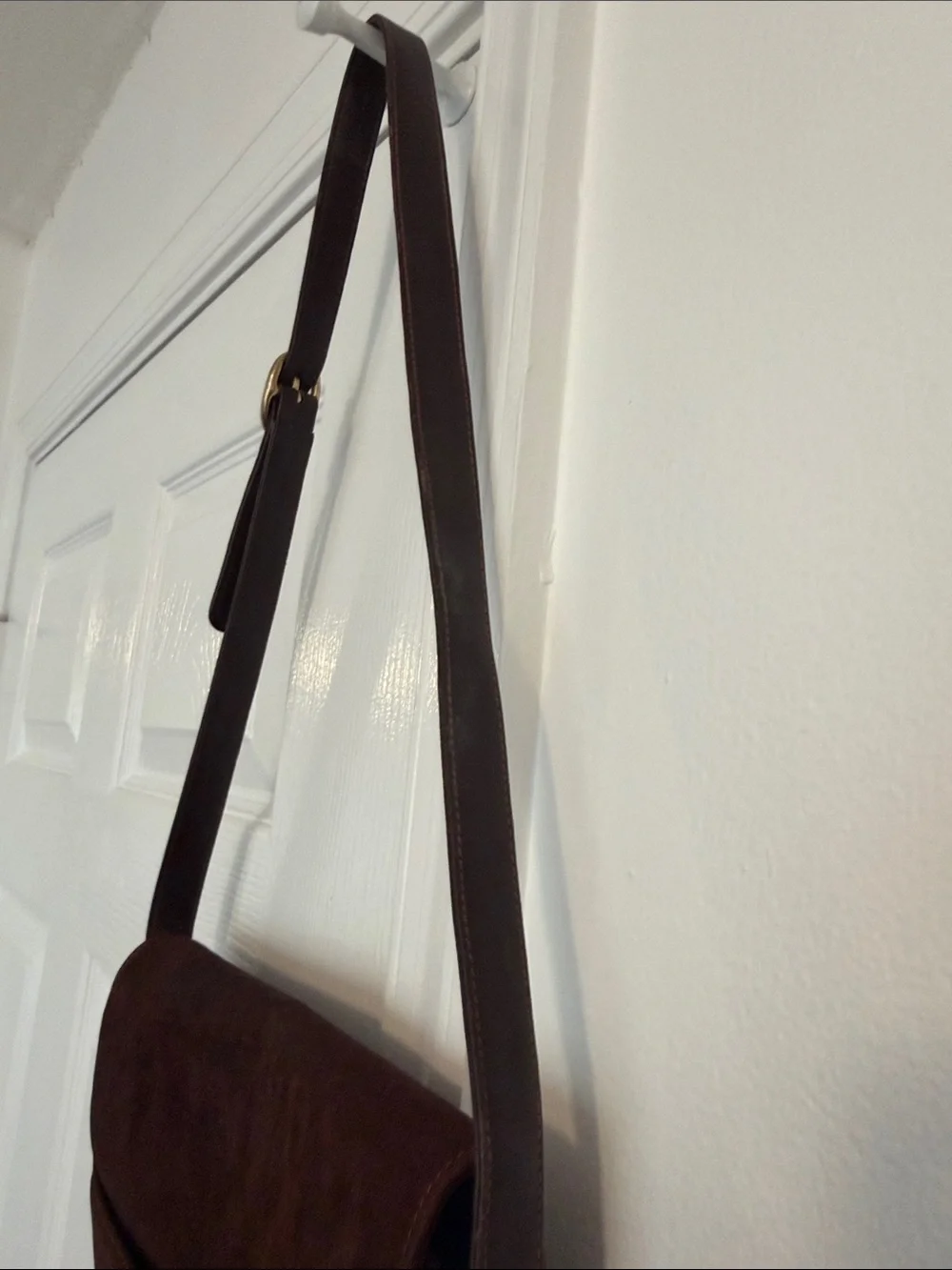 Gucci Dark Brown Suede Messenger Bag with Gold Hardware